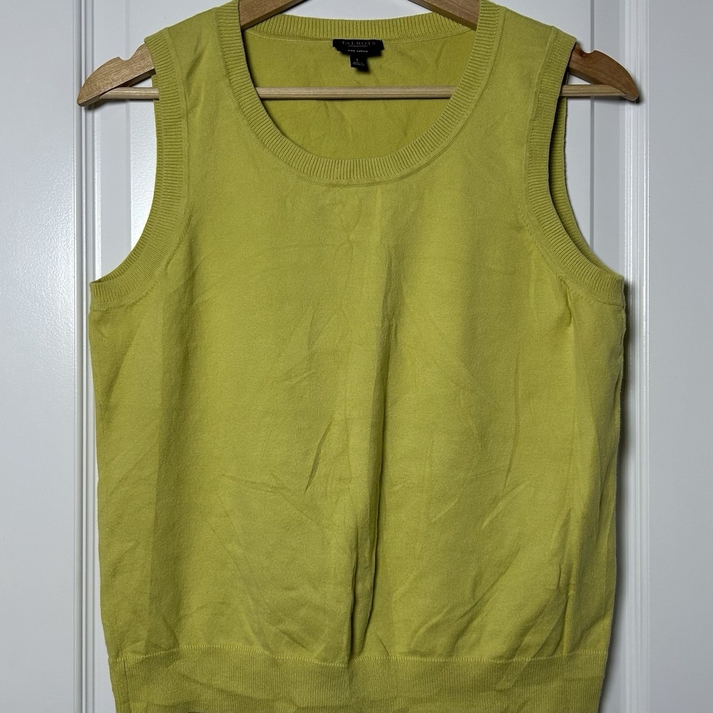 Talbots Yellow Green Pima Cotton Sleeveless Knit Top Dopamine Dressing Style
